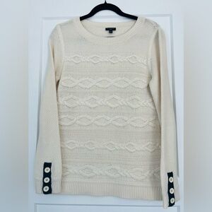 EUC Talbots Cream Textured Lightweight Cable Knit Sweater, Medium‎ Petite